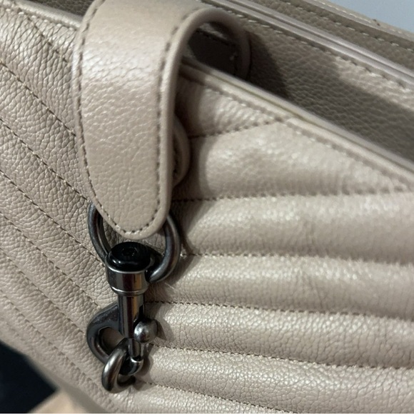 REBECCA MINKOFF Edie Top Handle Quilted Leather Satchel Cashmere AUTHENTIC - Picture 11 of 12